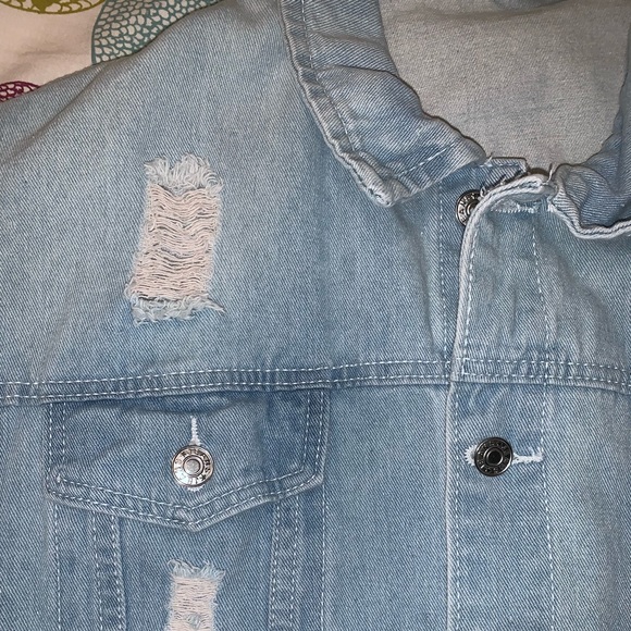Ripped Light Blue Jean Jacket - Picture 5 of 5